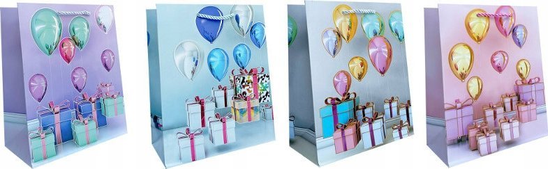 JU-PITER Torebka ozdobna prezentowa Balony, prezenty JP-A937C 18x23x10cm mix cena za 1 szt