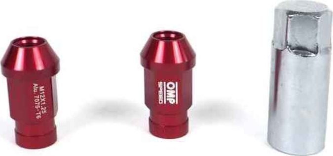 OMP Set Nakrętki OMP 7075 M12 x 1,25 40 mm 20 uds Czerwony