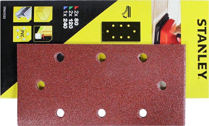 STA.PAPIER ŚCIERNY 93mm x 190mm MIX /5szt. 8 OTWORÓW NA RZEP