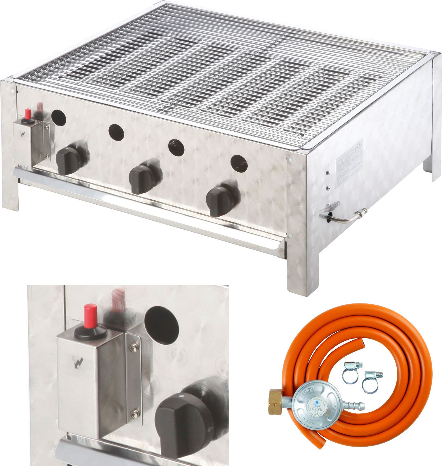 Meva Grill gazowy gastronomiczny 3 - palnikowy z rusztem RASCAL 10 kW Grill gazowy gastronomiczny 3 - palnikowy z rusztem RASCAL 10 kW