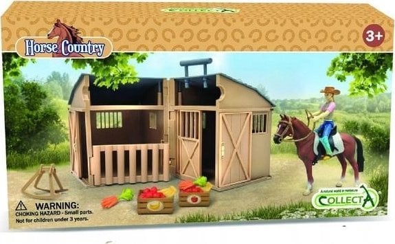 Figurka Collecta COLLECTA JEŹDZIEC, AKCESORIA, KOŃ I STAJNIA W OPAKOWANIU