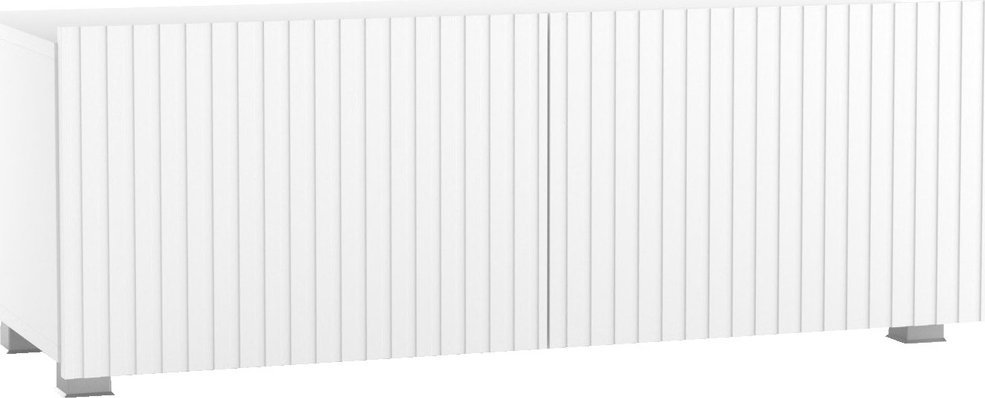 Ravio Biała szafka RTV Kolder 100 cm z ryflowanymi frontami