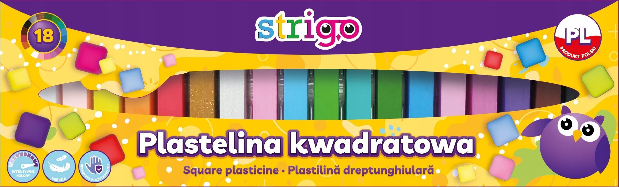Strigo Plastelina kwadratowa STRIGO, 18 kolorów
