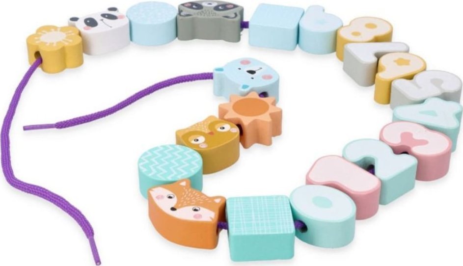 AdamToys Korale do nawlekania pastelowe zwierzaki