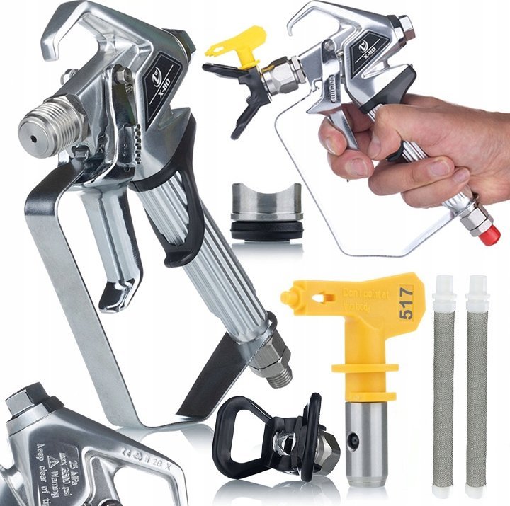 Rosfix Rosfix Pistolet malarski Rosfix UltraSpray ze spustem 2-palcowym ZT-80 z osłoną+Dysza Malarska Rosfix Ultra Spray 517+2x Filtr paluszkowy biały