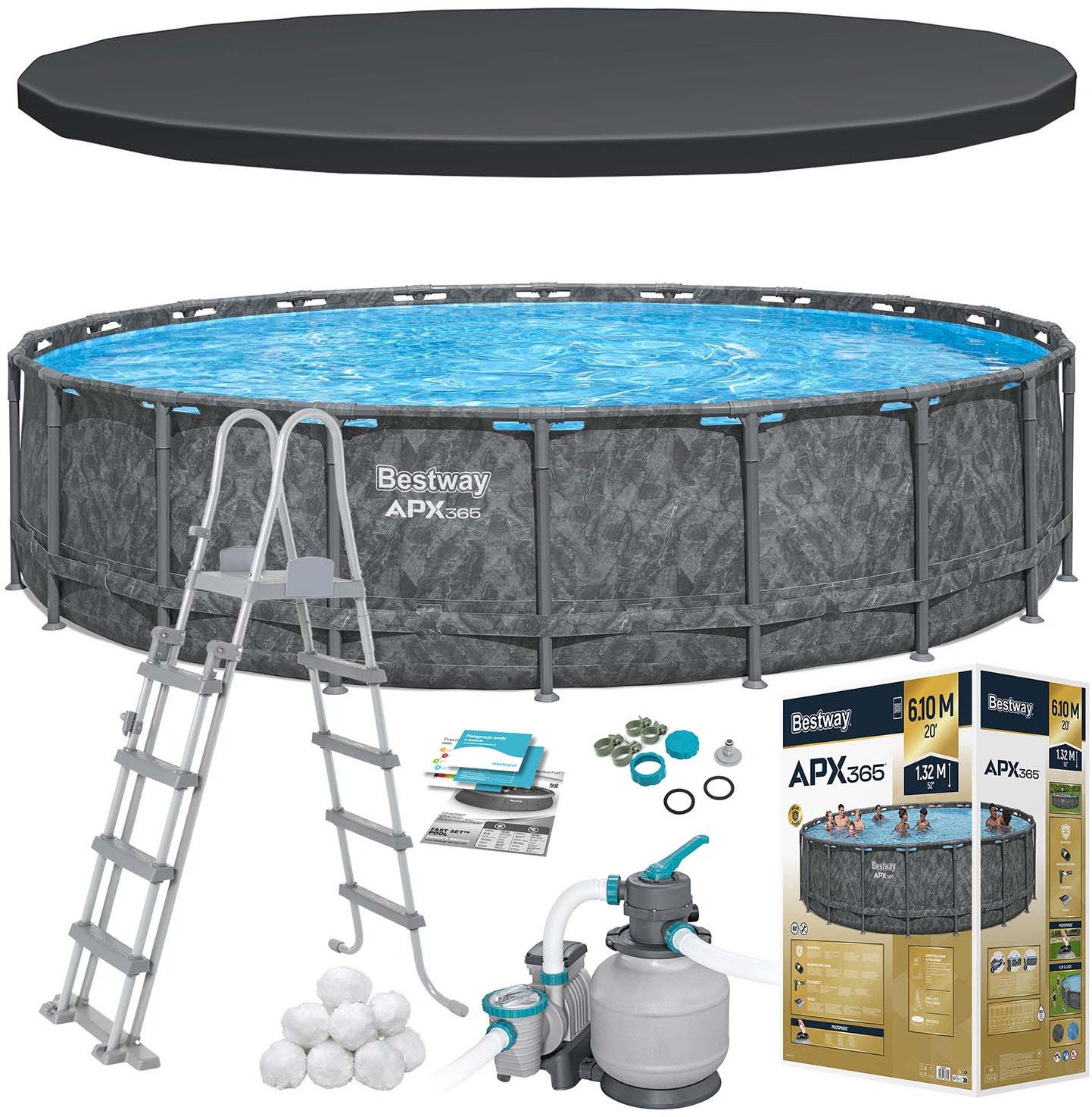 Basen ogrodowy stelażowy 671 x 132 cm 11w1 Bestway 561JZ