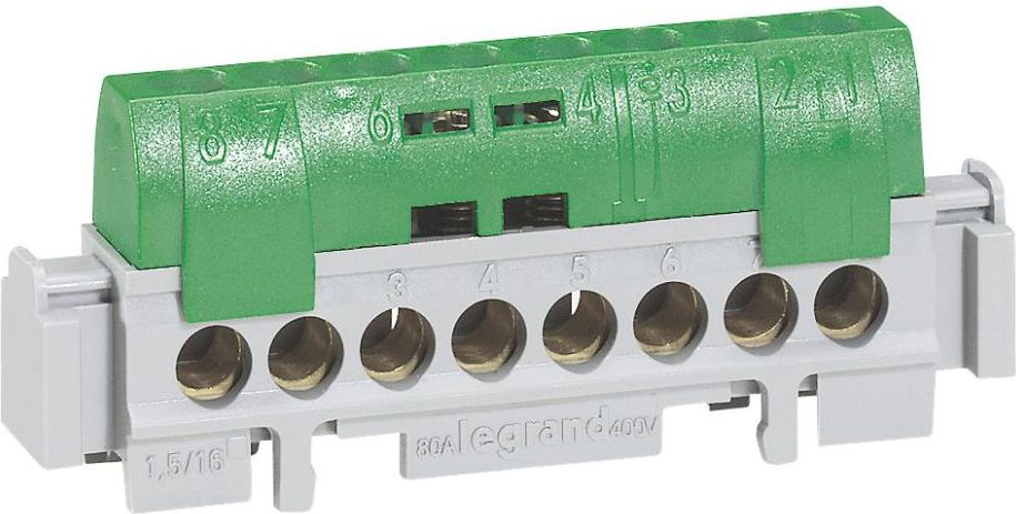 Legrand Listwa przyłączeniowa IP2x Z8 8-otworów zielona 004832