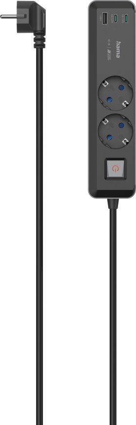 Listwa zasilająca Hama 2 gniazda 1.4 m czarna (002231880000)