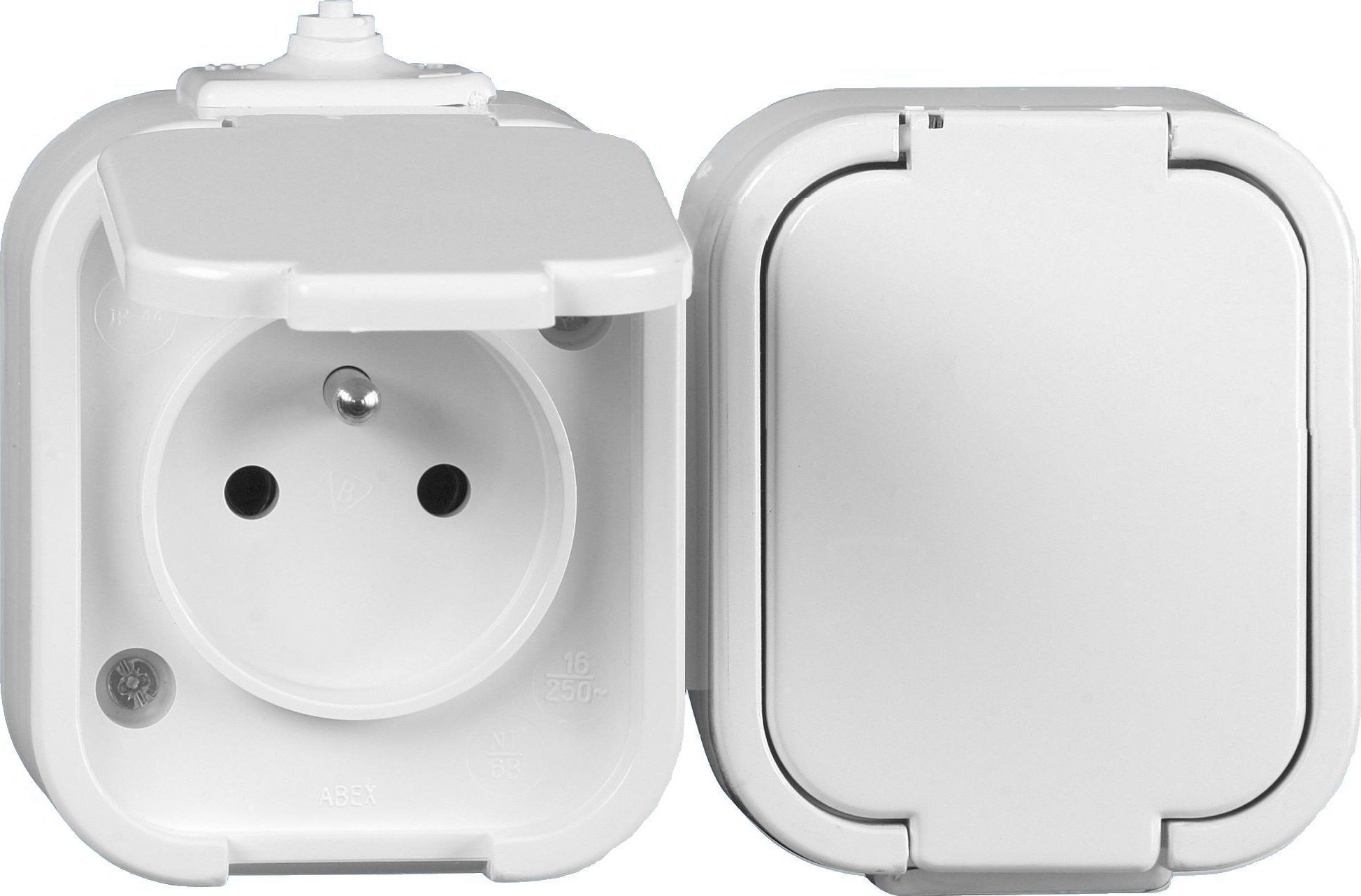 Timex BURSZTYN Gniazdo hermetyczne podwójne z/u IP44 z klapką białe GNt-6B