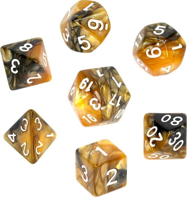 Rebel Komplet kości REBEL RPG - Dwukolorowe - Czarno-złote