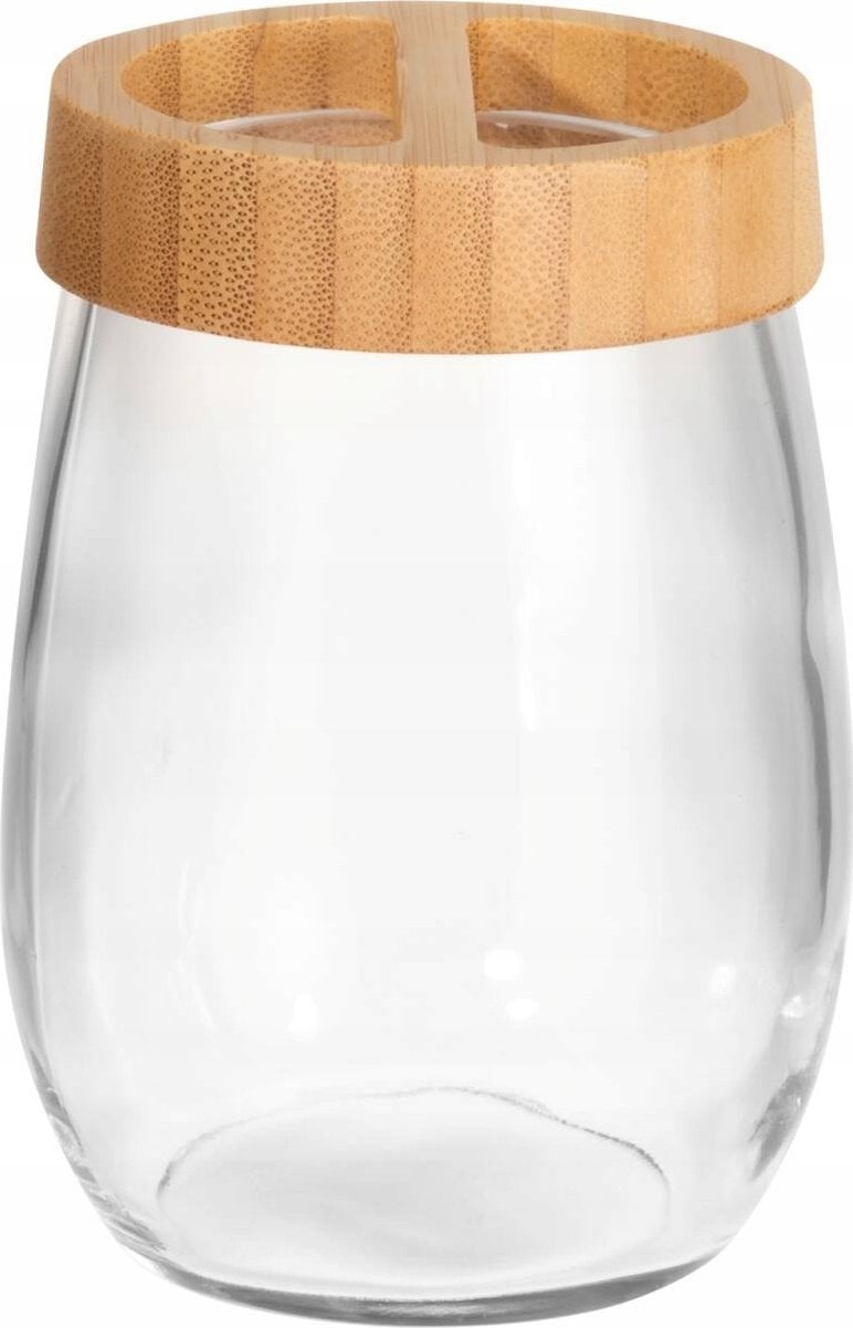 Kubek na szczoteczki do zębów LINA, szkło i bambus