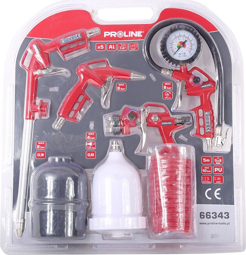 Pro-Line KOMPLET PISTOLETÓW PNEUMATYCZNYCH Z WĘŻEM 5 SZT, PROLINE, CE