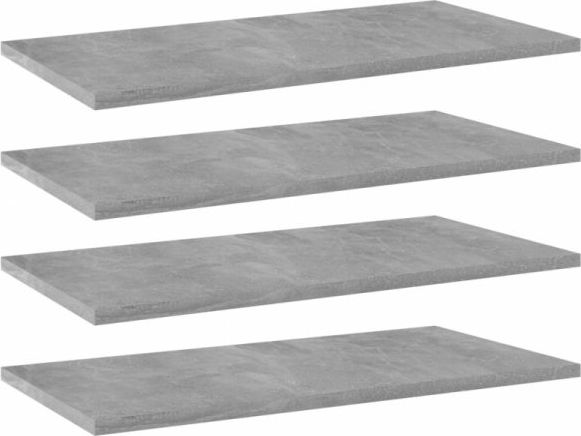 vidaXL Półki na książki, 4 szt., szarość betonu, 60x30x1,5 cm, płyta