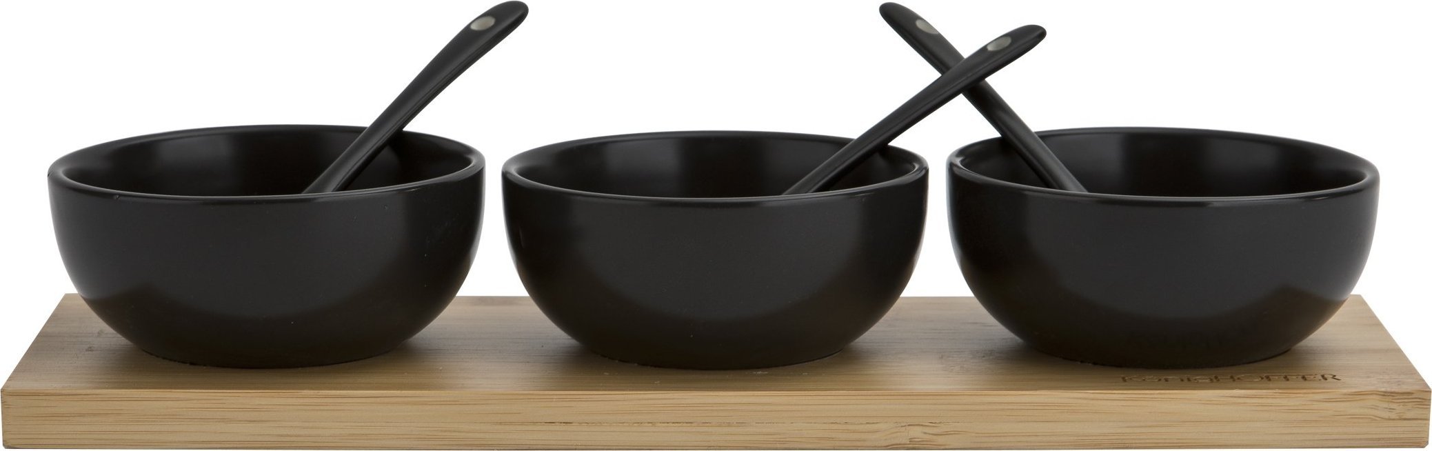Konighoffer Kpl. 3 miseczek + łyżka + deska do Dipów czarna