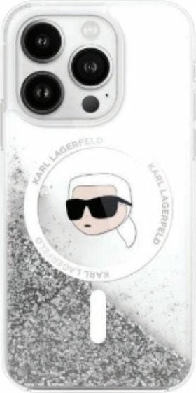 Karl Lagerfeld Karl Lagerfeld KLHMP16LLGKISGH iPhone 16 Pro 6.3" hardcase transparent Liquid Glitter Karl Head Magsafe