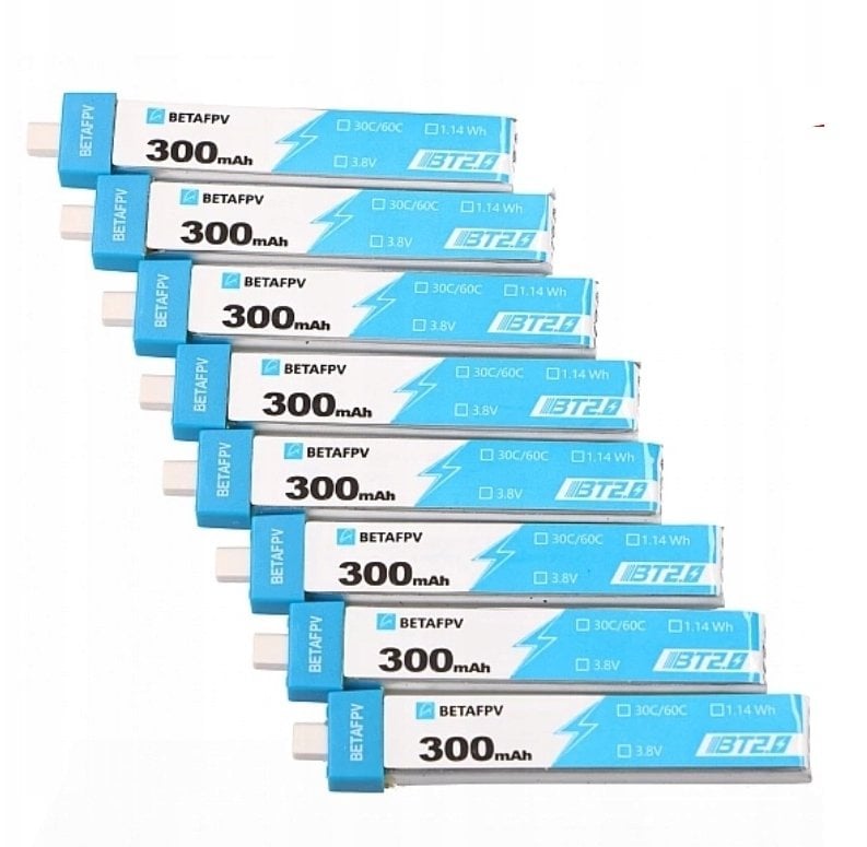 BetaFPV BT2.0 300mAh 8-pack | Zestaw baterii do dronów 1S | 3.8V, 300mAh