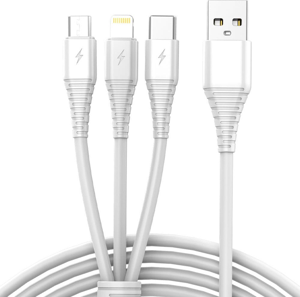 Kabel USB Vayox USB-A - USB-C + micro-B + Lightning 1 m Biały (KX4242)