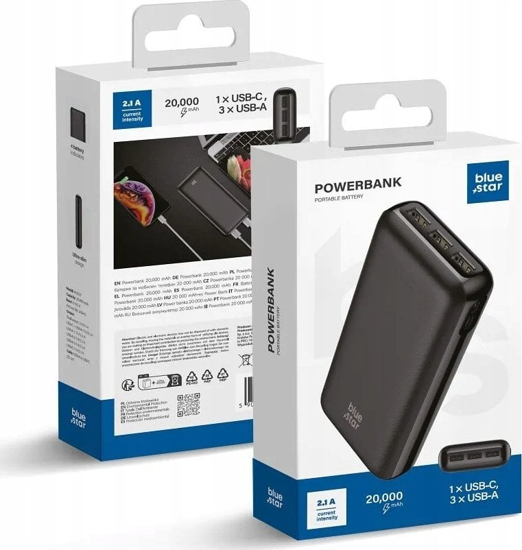 BLUE STAR powerbank 20000 mAh 2.1A W2027 czarny