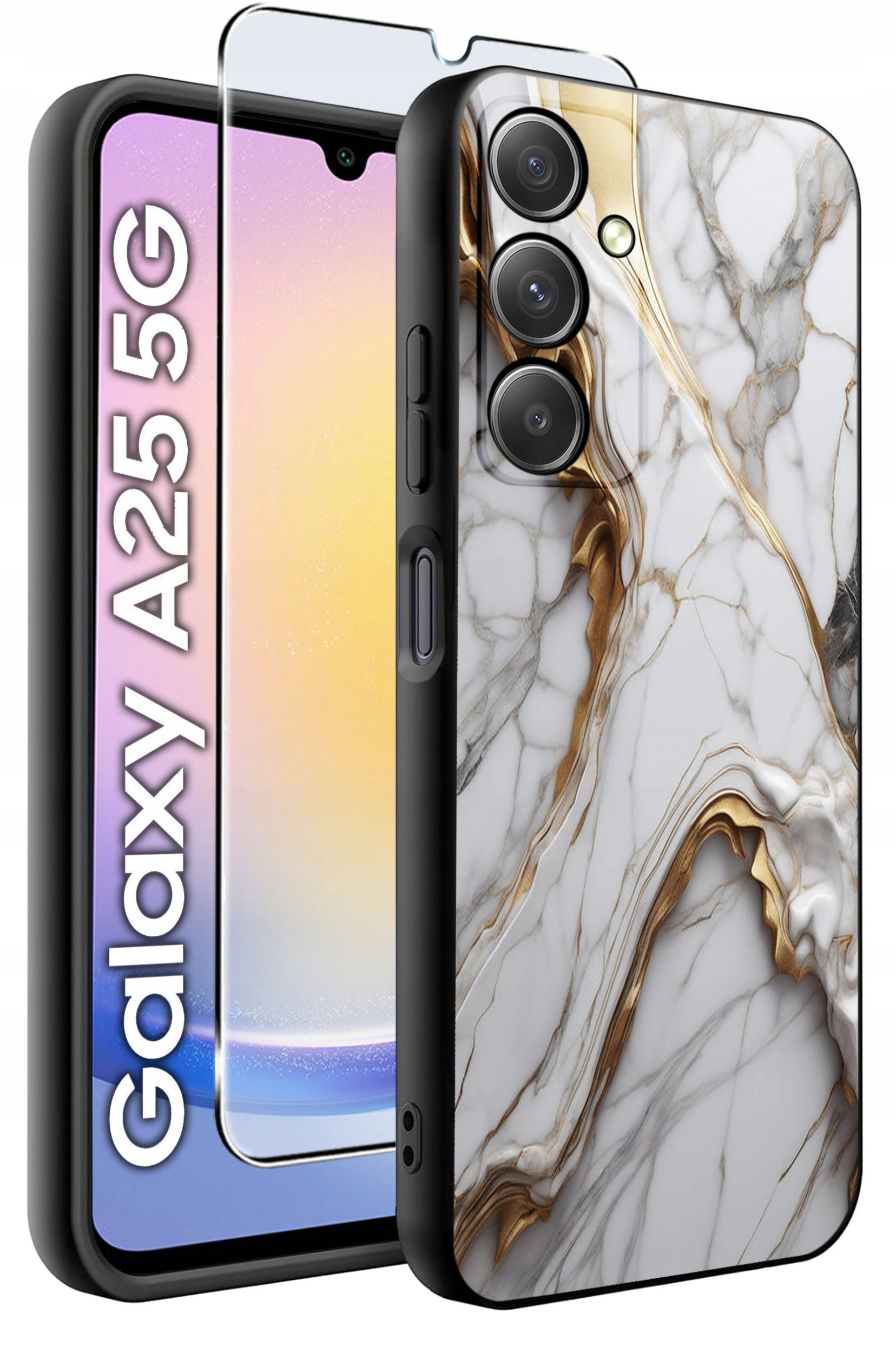 ETUI do Samsung A25 5G WZORY | SILIKONOWE MATT CASE + SZKŁO HARTOWANE 9H