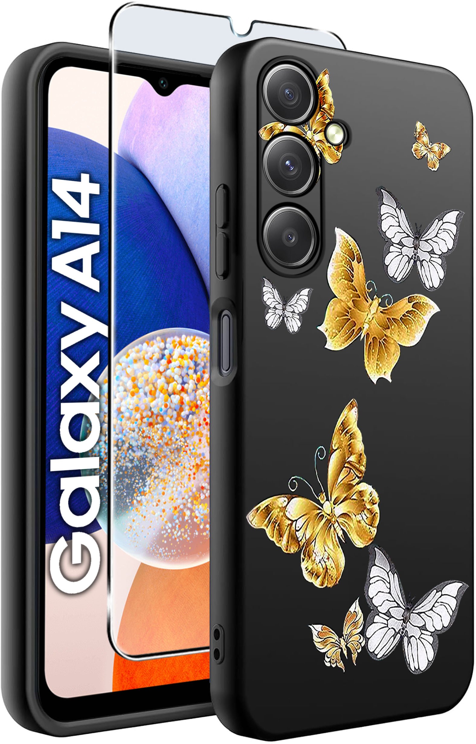 ETUI do Samsung A14 5G WZORY | SILIKONOWE MATT CASE + SZKŁO HARTOWANE 9H