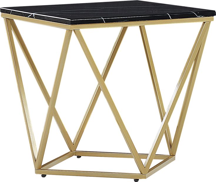 Beliani Stolik pomocniczy efekt marmuru czarno-złoty MALIBU
