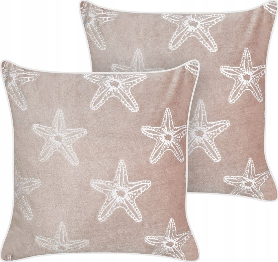 Beliani 2 poduszki dekoracyjne w rozgwiazdy welurowe 45 x 45 cm różowe CERAMIUM