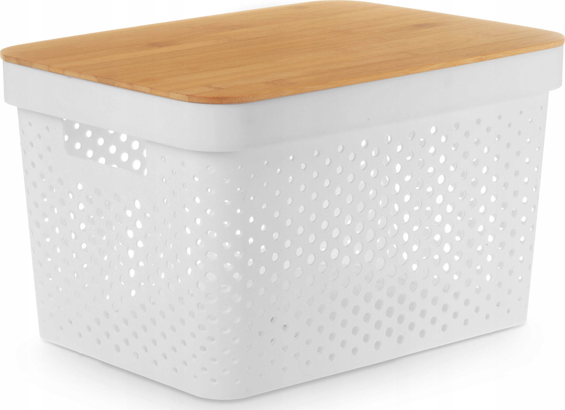 Kinvara Duży plastikowy pojemnik z bambusową pokrywą, 36 x 26 x 22 cm