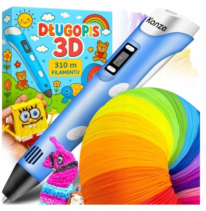 DŁUGOPIS 3D PEN Z FILAMENTEM PLA 310M KANZA