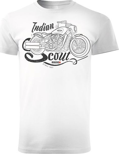 Topslang Koszulka motocyklowa z motocyklem Indian Scout męska biała REGULAR M