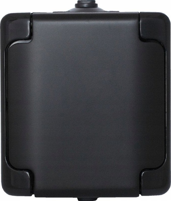 KOS BRYZA Gniazdo pojedyncze IP54 klapka matowa 16AX 250V czarne 180932