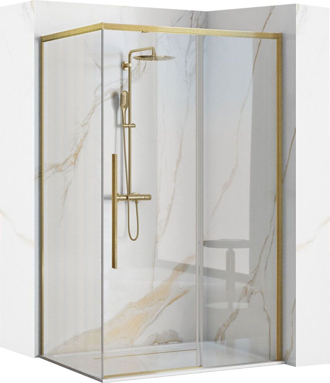 Kabina prysznicowa SOLAR ZŁOTA Szczotkowana 120x90