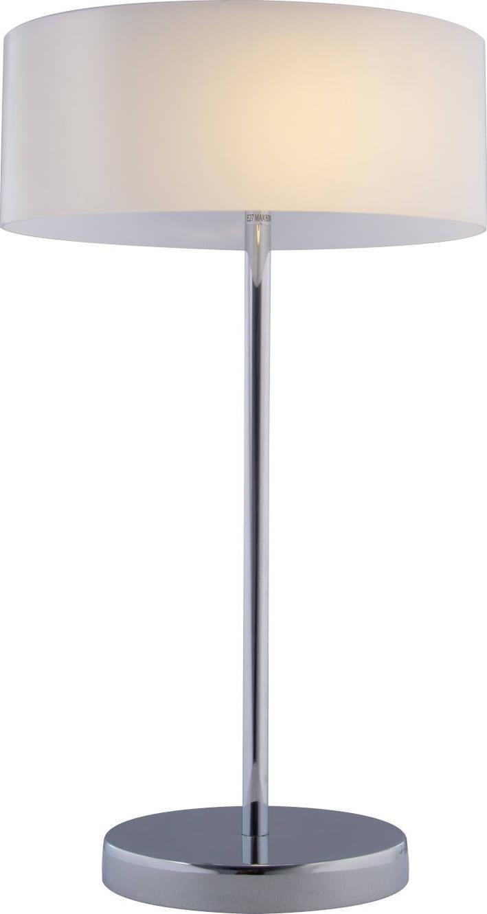 Lampa stołowa Mdeco Biurkowa LAMPKA stojąca ELMDRS8006/1D 8C MDECO nocna LAMPA loftowa metalowa chrom biała