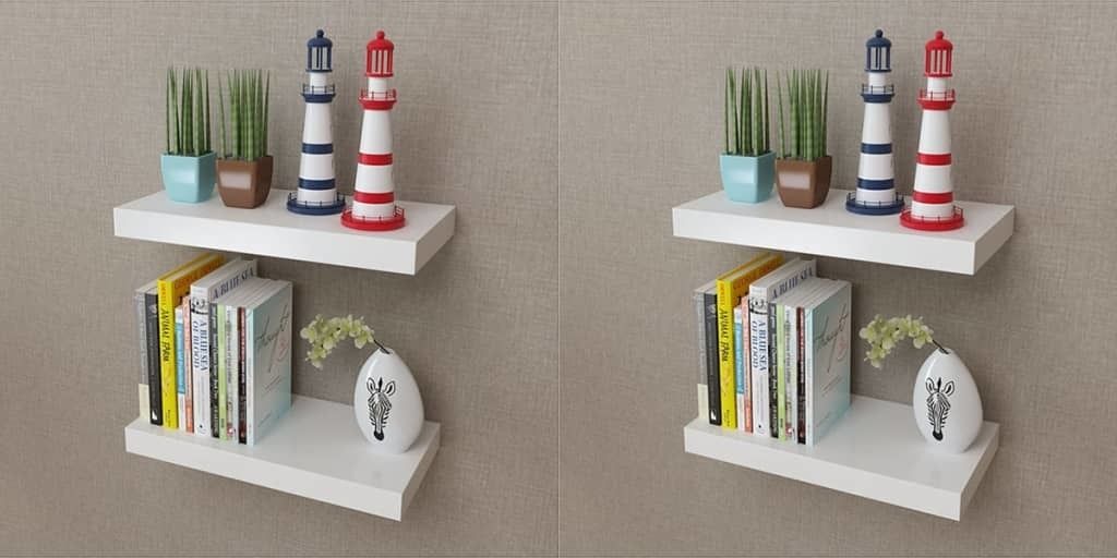 vidaXL Półki ścienne, 4 szt., białe, 40 cm