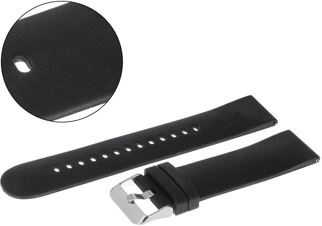 Pasek uniwersalny 16 mm silikonowy czarny, srebrna zapinka + teleskopy, U03