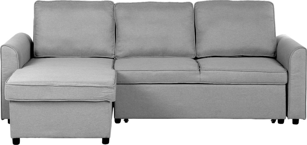 Beliani Narożnik rozkładany prawostronny jasnoszary NESNA