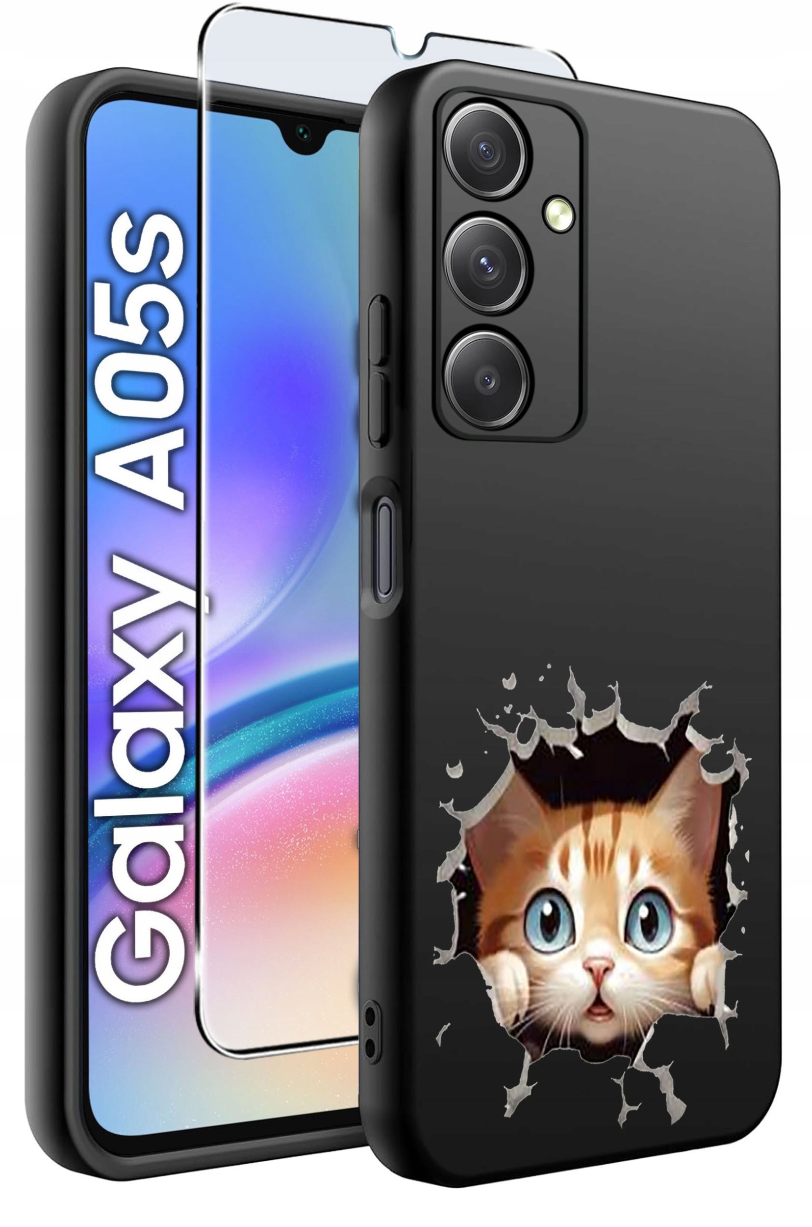 ETUI do Samsung A05s WZORY | SILIKONOWE MATT CASE + SZKŁO 9H