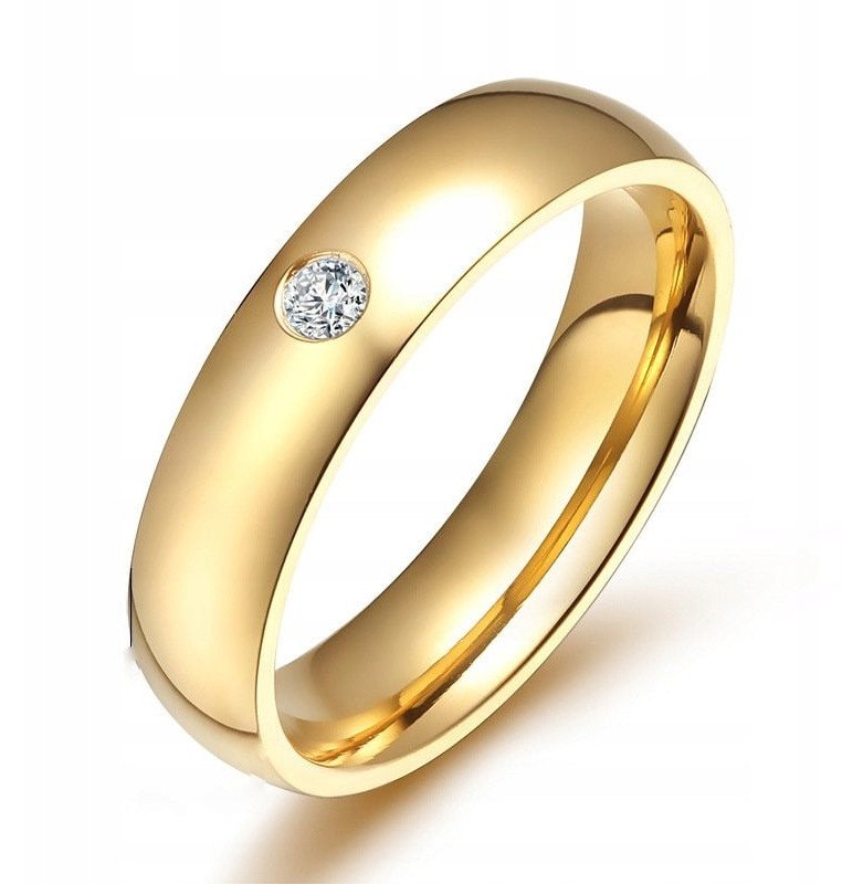 ZŁOTY PIERŚCIONEK OBRĄCZKA ŚLUBNA STAL 316L r.19