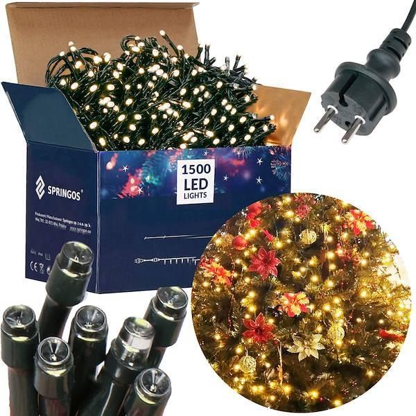 Lampki choinkowe Springos 1500 LED białe ciepłe