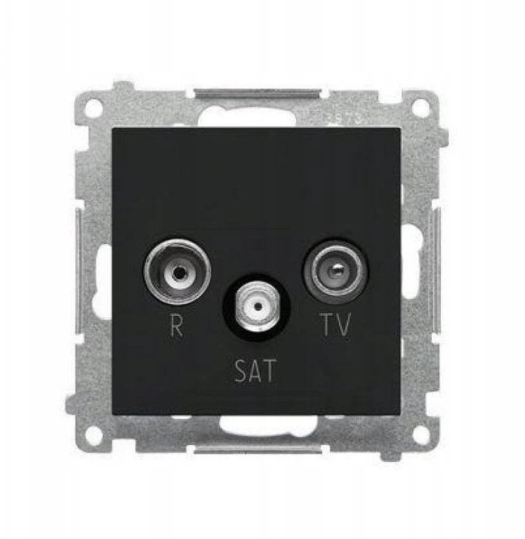 Kontakt-Simon Simon Gniazdo antenowe R-TV-SAT przelotowe 7 dB (moduł). 1x Wejście: 5 MHz2,4 GHz Czarny mat TASP.01/149