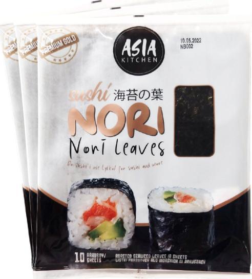 Asia Kitchen Algi Sushi Nori Premium Gold 3 x 10 szt - Asia Kitchen