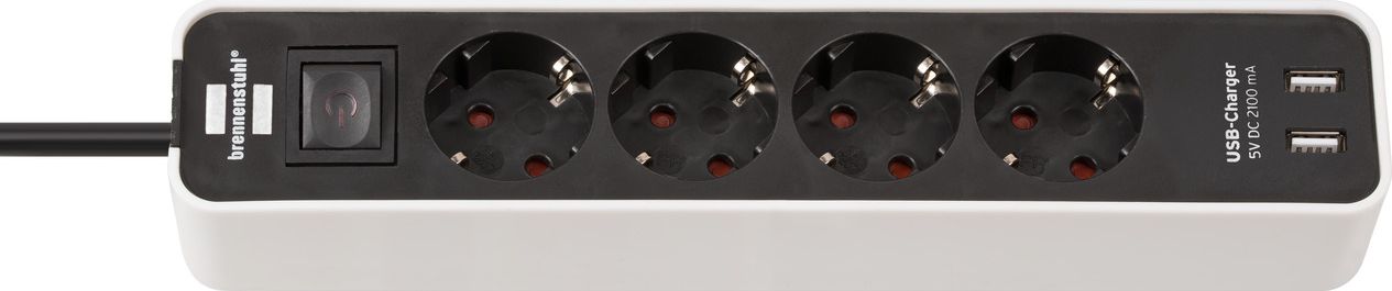 Listwa zasilająca Brennenstuhl Ecolor przeciwprzepięciowa 4 gniazda 1.5 m biało-czarna (1153240026)