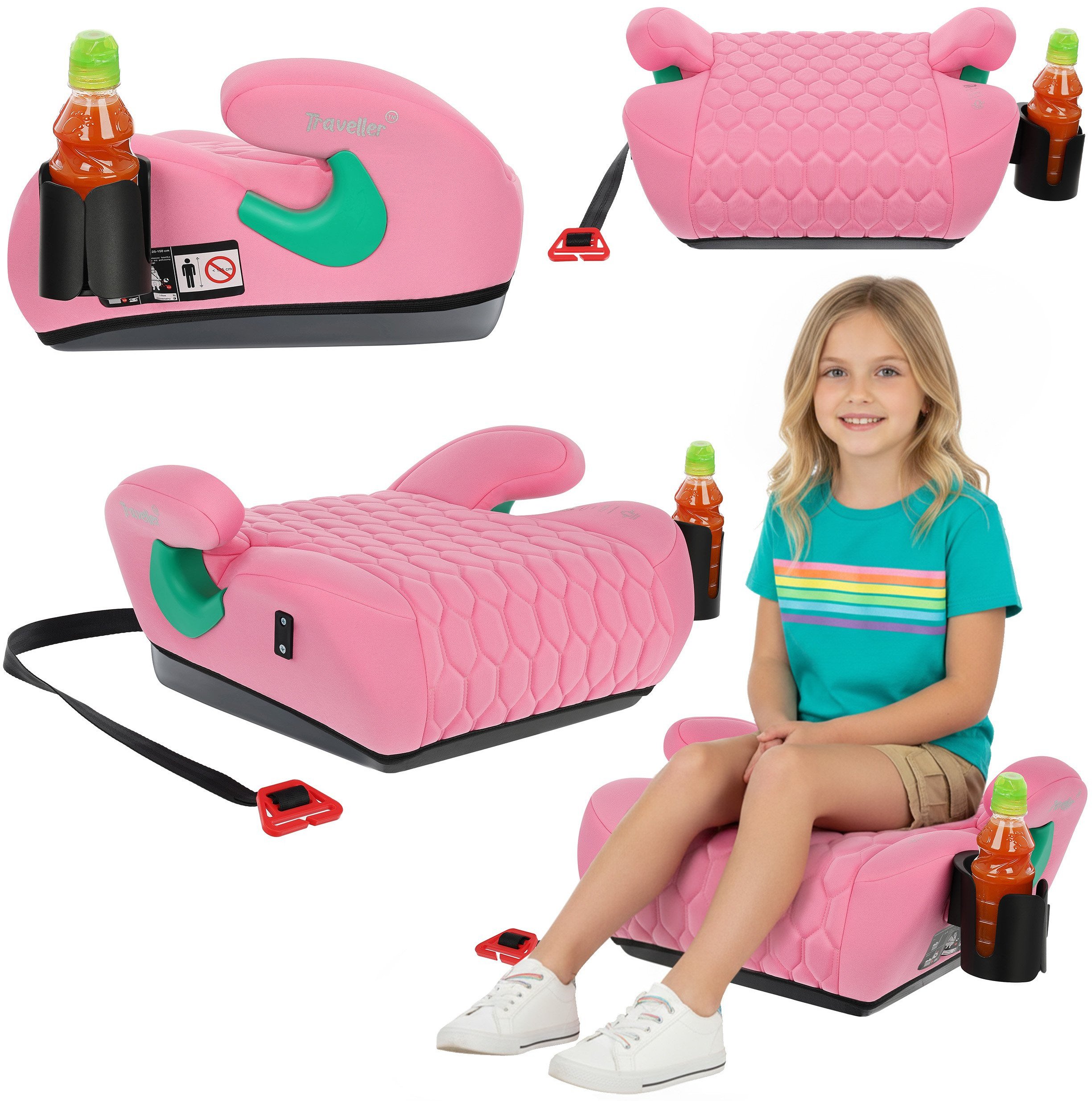 Fotelik samochodowy Monroe FOTELIK SAMOCHODOWY Podkładka siedzenia różowa pikowana R129 125-150 CM