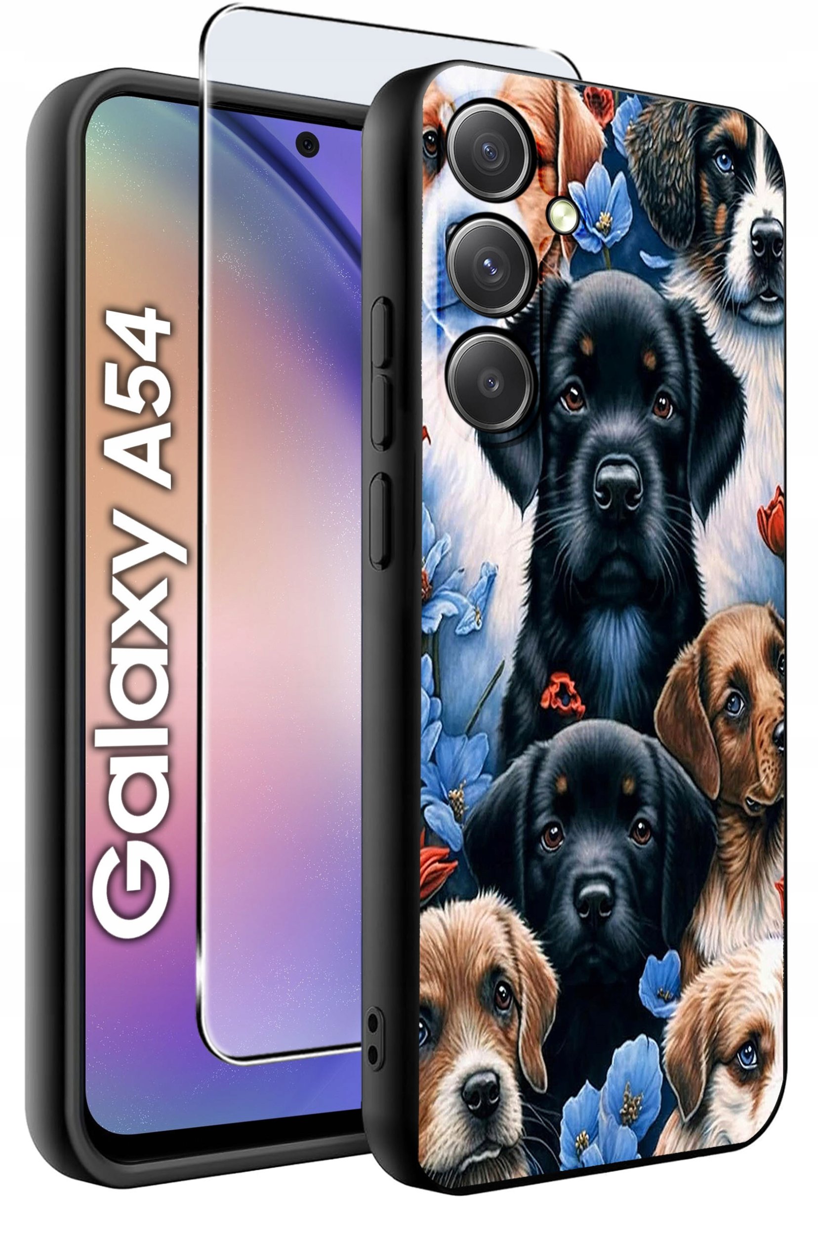 ETUI do Samsung A54 5G WZORY | SILIKONOWE MATT CASE + SZKŁO 9H