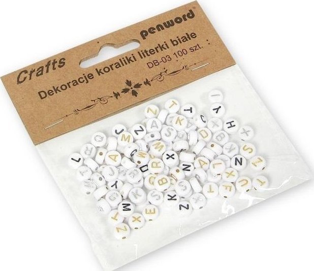 Koraliki literki białe 7x7mm 100szt