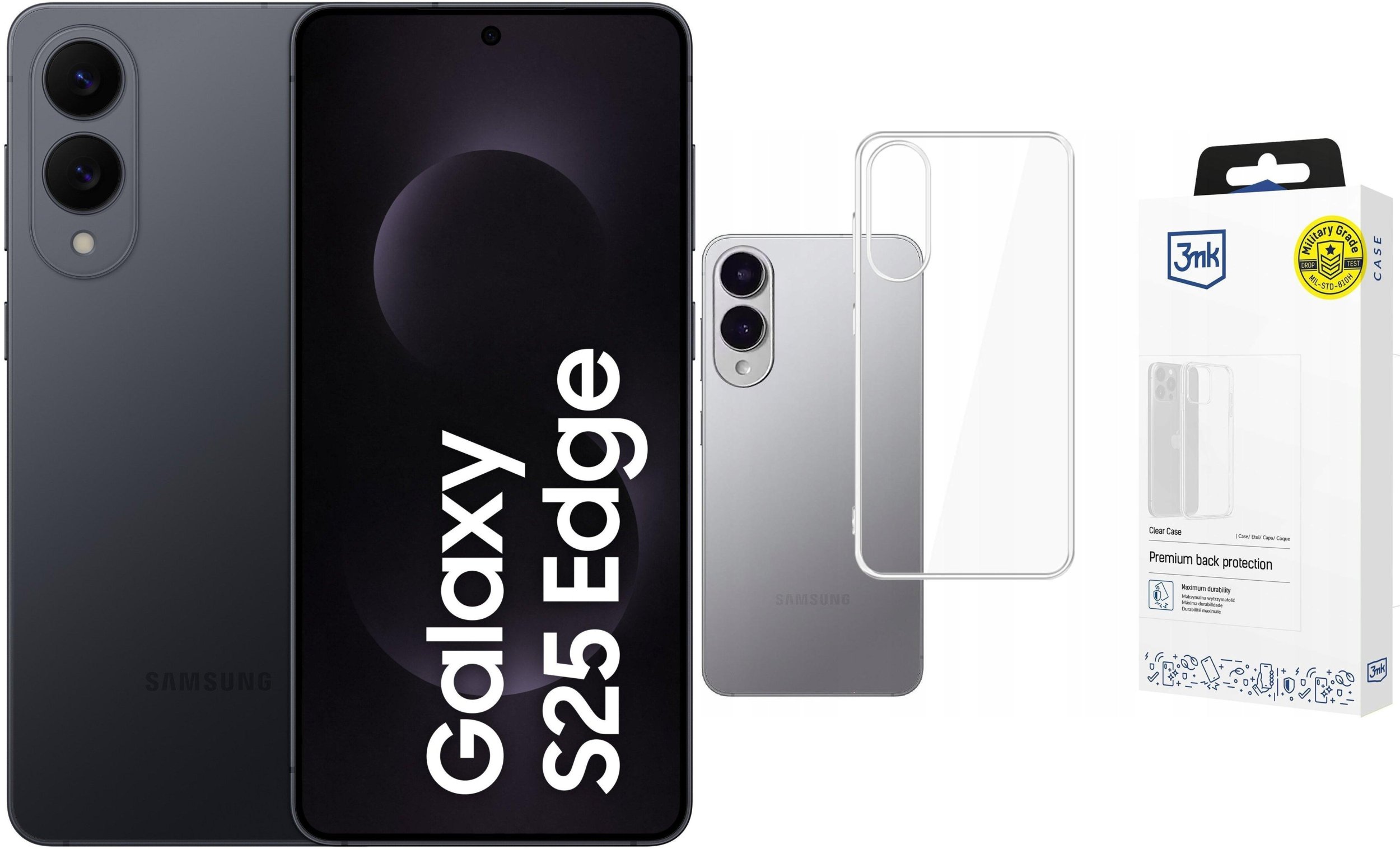 Smartfon Samsung Galaxy S25 Edge 12/512GB Czarny (SM-S937BZK) + Etui Clear Case