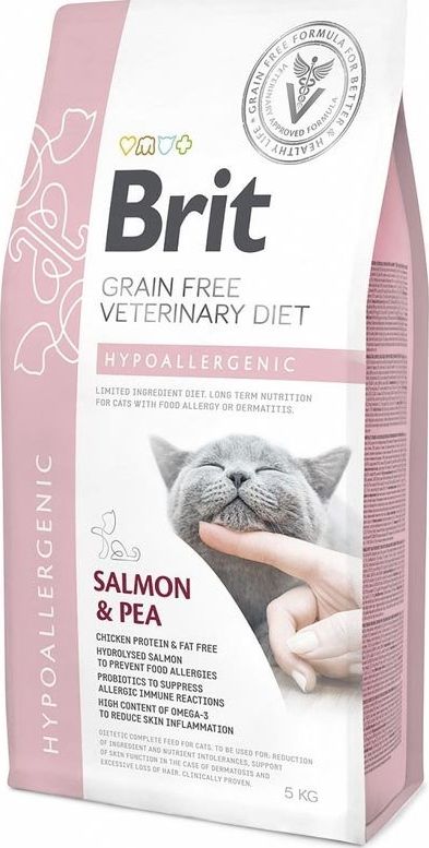 Brit Brit Grain-free Veterinary Diet Hypoallergenic - sucha karma dla kociąt i kotów dorosłych z problemami dermatologicznymi 5 kg