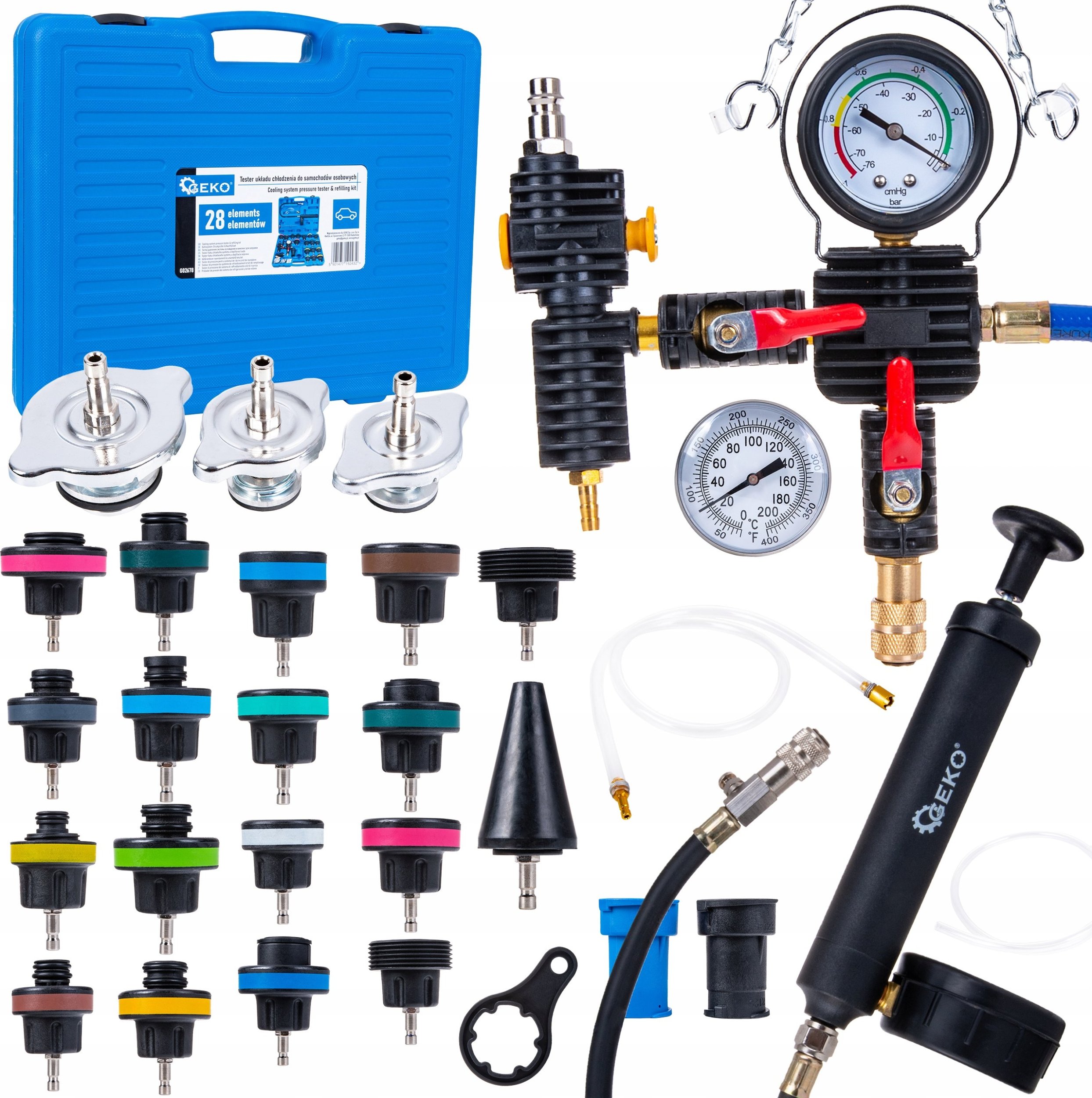 Tester ciśnienia chłodnicy i układu chłodzenia 28el. (3)