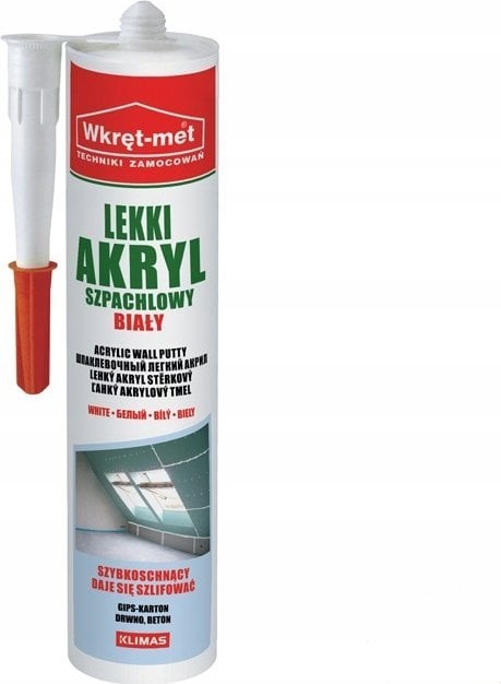AKRYL SZPACHLOWY LEKKI UAL-310 KARTUSZ 310 ml BIAŁY WKRĘT-MET KLIMAS