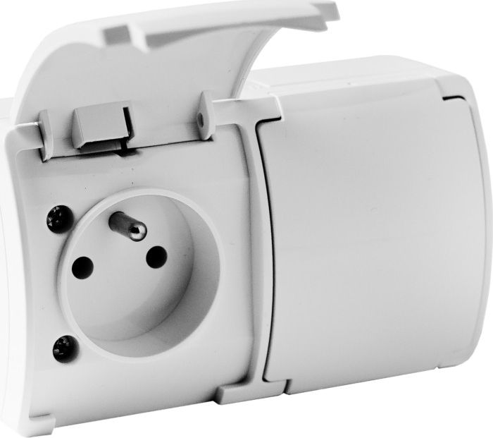 Doktorvolt Gniazdo podwójne z uziemieniem natynkowe IP44 biały 162-01 DV 5867