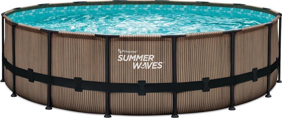 Bestway Summer Waves Elitarny basen z ramkami Okrągły basen naziemny Kompletny zestaw Herbata wygląda na brązową 549x132 cm